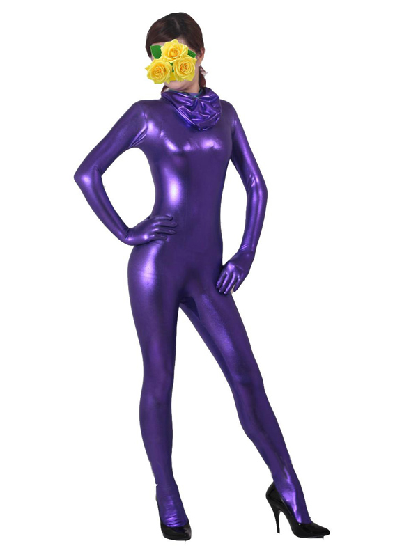 Purple Shiny Metallic Full Body Zentai Suit